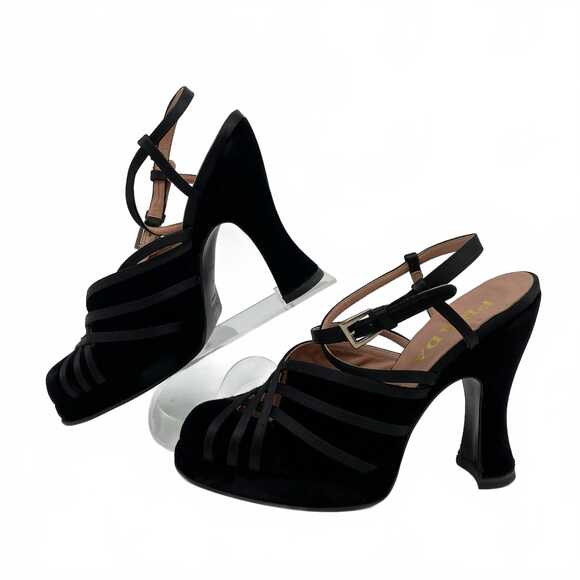 Prada Black Velvet Platform Strappy Heels | EU 36 / 5 US - Picture 2 of 10
